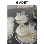 Flora model Dekoratif Güpür Dantel 6'lı Kahve Kokteyl Sunum Peçetesi