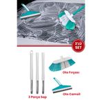 Flora Saplı Oto Fırçası 3'lü Set, Araba Otomobil Yıkama Seti, 3 Parçalı Sap + Oto Fırça + Camsil