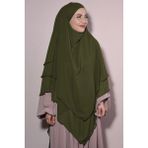 Flora Tekstil Tesettür Şifon Sufle Hazır Peçeli Şal SFL2401 - Haki