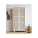 FLORADESİGN Bali Bohem Jüt 2 Kapaklı Gardırop – Jüt Kumaş MDF Kapaklı, Meşe