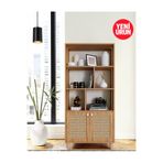 FLORADESİGN Level Kitaplık/ Led Aydınlatma /MDF Jüt Kapaklı / Dekoratif Kitaplık
