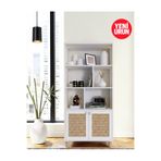 FLORADESİGN Level Kitaplık/ Led Aydınlatma /MDF Jüt Kapaklı / Dekoratif Kitaplık