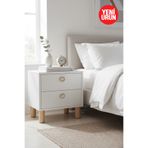 FLORADESİGN Opal Geniş Komodin / 2 Çekmeceli / Bohem Ahşap Ayaklı Komodin / Teleskopik Çekmece