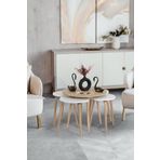 FLORADESİGN Orta Sehpa / Sehpa Seti / Sehpa Takımı / 5 Parça / Flora Pissa (MEŞE-BEYAZ)