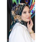 Floral Desen Petrol Soft Pamuk Eşarp