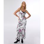 Floral Desen Saten Elbise TS1250002518018 - Ekru - 34
