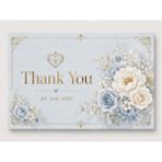 Floral Gold Teşekkür Kartı | Premium Paket Içi Thank You Card | 100 Adet - Mavi