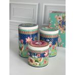 Floral Porselen 3'lü Kavanoz Seti - Renkli - 3 Adet - 600 ml