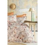 Florantin 210 Tc (83 Tel) Dijital Pamuk Saten Nevresim Takımı Aile Seti - Bej - 160 x 220 cm