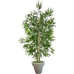 Florayapaycicekcom 110 Cm 4 Gövdeli Yapay Bambu Agacı Beyaz Plastik Saksı
