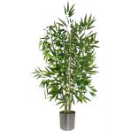 florayapaycicekcom 110 cm 4 gövdeli yapay bambu agacı metal saksı