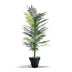 Florayapaycicekcom 160 Cm Yapay Palmiye Arekası 36 Yaprak Siyah Plastik Saksı