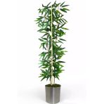 Florayapaycicekcom Dekoratif Yapay Yapraklı 3 Gövde Bambu Ağacı 130 Cm Bambu Metal Saksı