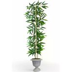 Florayapaycicekcom Dekoratif Yapay Yapraklı 3 Gövde Bambu Ağacı 190 Cm Bambu Nergiz Saksı