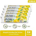 Florex Büzgülü Limon Kokulu Orta Boy Çöp Poşeti X 5 Rulo