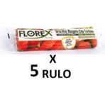 Florex Çilek Kokulu Büzgülü Orta Boy ( 55X60 cm ) Çöp Poşeti Kırmızı 5 Rulo 10*5=50 Adet - 55 x 60 cm
