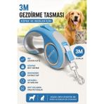 Floria Otomatik Köpek Kedi Gezdirme Tasması Ergonomik Kilitli Kayış - 3 Metre - Mavi