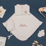 Florije Baby Pink Rabbit El Işi Organik Yenidoğan Hastane Çıkış Seti Fırfırlı Pembe - 0 - 3 Ay