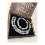 FLORİT TAŞI TESBİH & BİLEKLİK SETİ ÖZEL TASARIM AHŞAP KUTUSUNDA- MAVİ DOĞAL TAŞ FLRT-MAVİ-SET