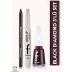 Flormar Black Diamond 3'lü Makyaj Seti Uzun Süre Kalıcı Mat Renkli Günlük ve Gece Kullanım İçin