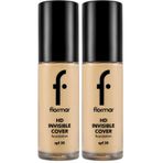 Flormar Invisible Cover HD Hafif Yapılı & Yarı Parlak Bitişli SPF30 Fondöten 060 IVORY (2 paketi)