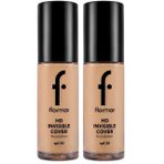 Flormar Invisible Cover HD Hafif Yapılı & Yarı Parlak Bitişli SPF30 Fondöten 090 GLDN NTRL (2 paketi)