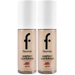 Flormar Perfect Coverage Yüksek Pigmentli & Yarı Parlak Bitişli SPF15 Fondöten 130 LIGHT BEIGE (2 paketi)