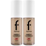 Flormar Perfect Coverage Yüksek Pigmentli & Yarı Parlak Bitişli SPF15 Fondöten (2 paketi)