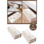 Flosoft 2 Adet Pencereli Baza Hurç, Baza Altı Dolap Içi 3 Bölmeli Düzenleyici Saklama Hurç 2’li Set - Beyaz - Kahverengi - 32 x 70 x 20 cm