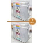 Flosoft 2 Adet Pencereli Saklama Çantası, Yastık Havlu Kıyafet Çamaşır Hurcu Düzenleyici 30x45x50cm 2’li Set