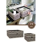 Flosoft 2’li Dolap Raf Çekmece Içi Düzenleyici, Çok Amaçlı Dekoratif Organizer Kutu 2’li Set - Kahverengi - 2'li - 28 x 16 x 14 cm