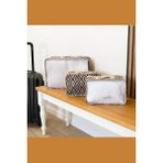 Flosoft 3'lü Çok Amaçlı Düzenleyici, Bavul Içi Düzenleyici Seyahat Çantası, Dolap Içi Organizer - Kahverengi - 36x13x27 cm