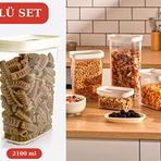 Flosoft 3x2100 ml Lüks Kristal Dikdörtgen Erzak Saklama Kabı