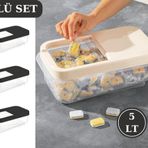 Flosoft 3x5 lt Füme Multibox Kaydırak Kapaklı Erzak Saklama Kabı