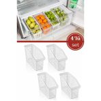 Flosoft 4 Adet Buzdolabı Sepeti, Mutfak Banyo Dolap Içi Düzenleyici Organizer 4’lü Set (13X30X16CM)