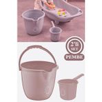 Flosoft Bebek Banyo Su Kovası ve Maşrapası Seti Saplı Oluklu Kova 13 lt ve Maşrapa 1,5 lt 2’li Set - Pembe