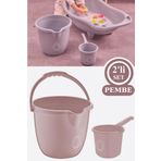 Flosoft Bebek Banyo Su Kovası ve Maşrapası Seti, Saplı Oluklu Kova 13lt ve Maşrapa 1,5lt 2’li Set
