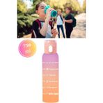 Flosoft Çift Renk Düğmeli Tüp Suluk, Okul ve Sporcu Matarası, Motivasyonel Su Şişesi 750ML Turuncu - Yavruağzı - Düğmeli Kapak - 750 ml