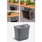 Flosoft Dolap İçi Kapaklı Asılabilir Çöp Kovası, Dolap Kapağı Askılı Çöp Kutusu Füme 7 Litre