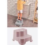 Flosoft Kaydırmaz Çocuk Taburesi Çift Basamaklı, Çocuk Banyo Lavabo Merdiven Yükseltici Pembe