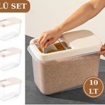 Flosoft Multibox 10 Lt Kaydirak Kapakli Erzak Saklama Kabi 3’Lu Set 3X10lt Krem