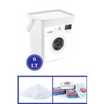Flosoft QBox 6 lt Kapaklı Kulplu Deterjan Saklama Kutusu