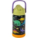 Floss & Rock Paslanmaz Çelik Pipetli Suluk - Dino - Renkli