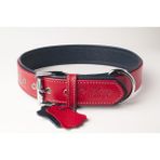 Flotter Hakiki Deri Köpek Boyun Tasması L Kırmızı Lacivert 3X47-56 cm
