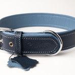 Flotter Hakiki Deri Köpek Boyun Tasması XXS Mavi Lacivert 2,5x22-30 cm
