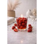 Flow Home Dekoratif Çilek Kokulu Lüks Jel Mum & El Yapımı Mum, Şık Ev Hediyesi,ev Süsü 330 G - Kırmızı - Standart