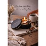Flow Home Dekoratif Lüks Soya Mum,el Yapımı Mum,metal Kutu ,portakal Detay Ev Hediyesi,kahve Kokulu 100 G - Kahverengi - Kırmızı - Standart