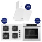 Flowart Turbolu Beyaz Cam Ankastre Set ( 65 Cm Woklu Ocak) Qbl62cb - Sc406 - D087