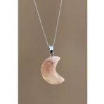 Flower Agate Doğal Taş Ay Model Kolye