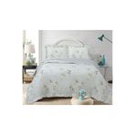 Flowers Çift Kişilik Yatak Örtüsü Seti 240x260cm - Volanlı 2 Yastıklı%100 Polyester Krem - Beyaz